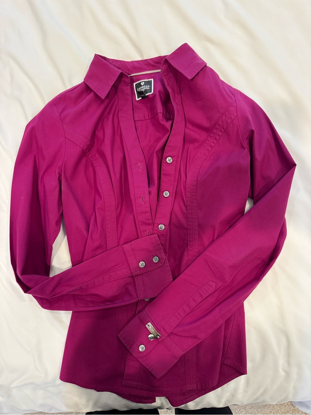 Express Fuchsia Button-Down Shirt - Picture 2 of 3